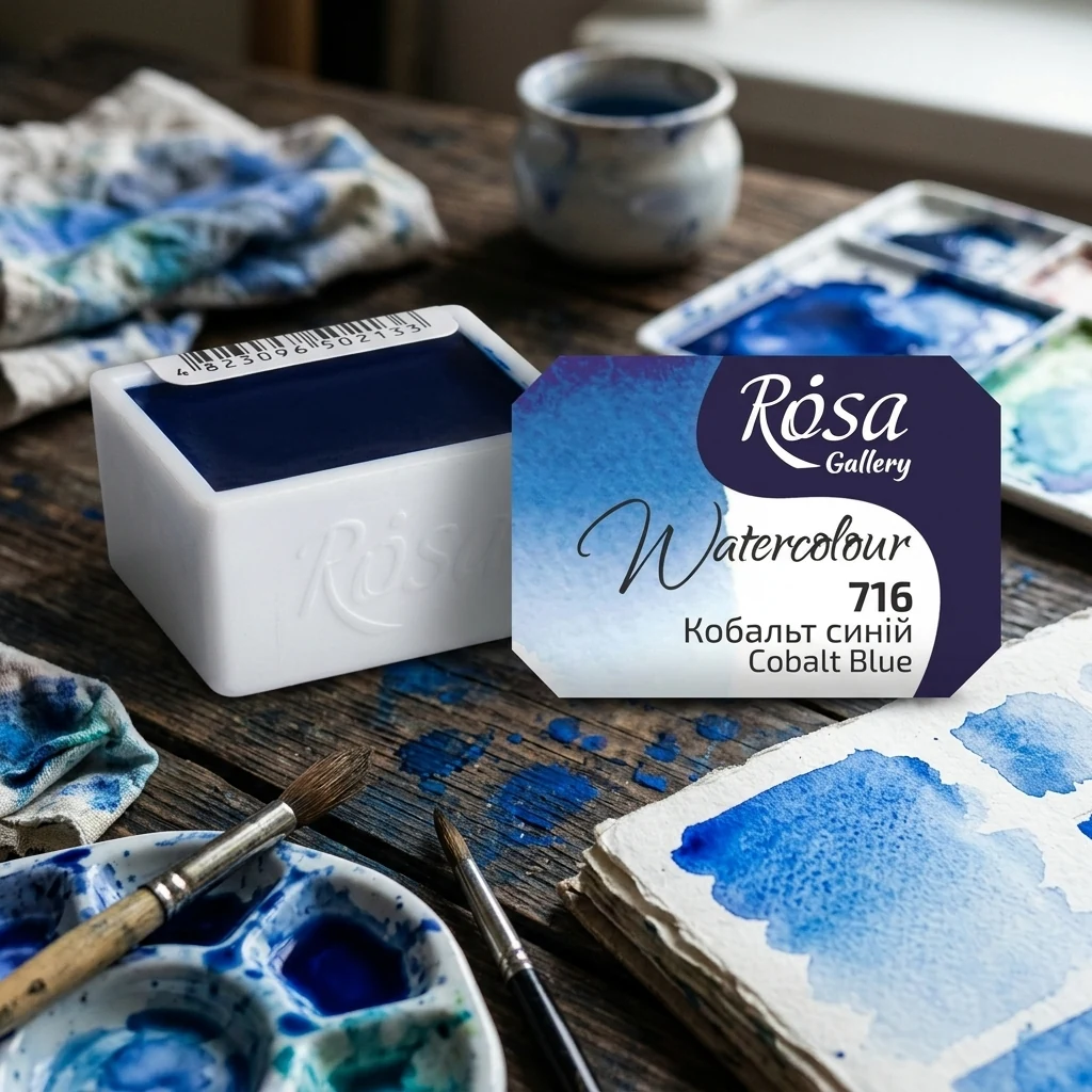 Фарба акварельна, 716 кобальт синій, кювет 2,5 мл, Rosa Gallery
