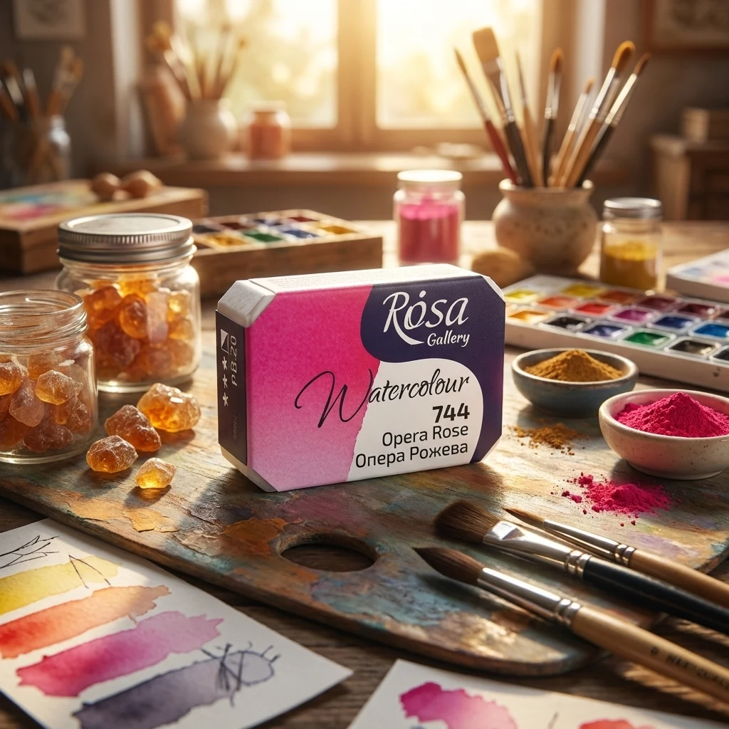Фарба акварельна, 744 опера рожева, кювет 2,5 мл, Rosa Gallery