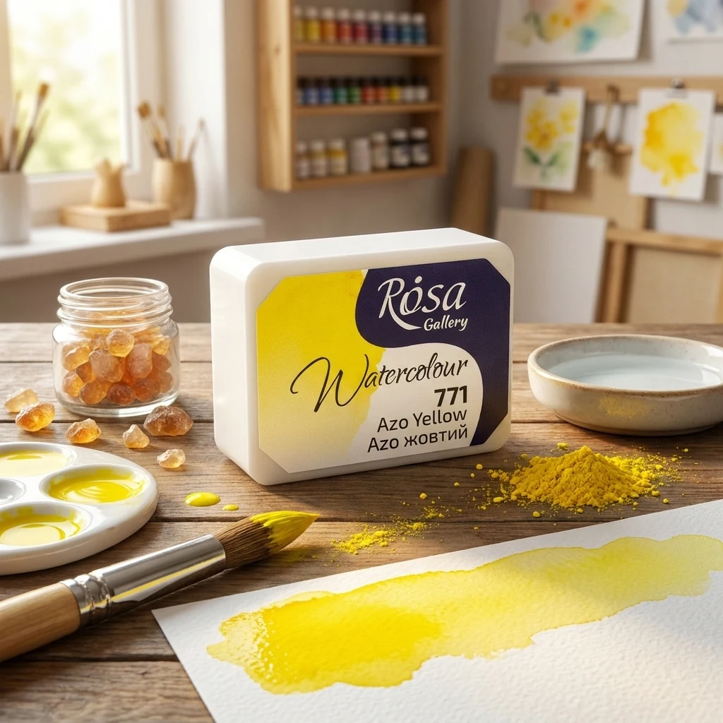 Фарба акварельна, 771 azo жовта, кювет 2,5 мл, Rosa Gallery