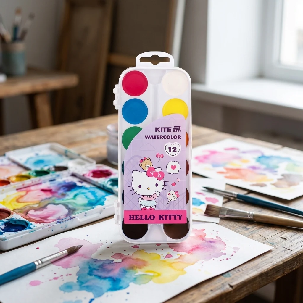 Фарби акварельні медові 12 кольорів "Hello Kitty" Kite