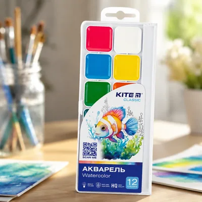 Фарби акварельні медові Kite Classic 12 кольорів K-061