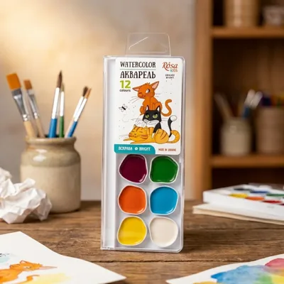 Фарби акварельні ROSA Kids Cats 12 кольорів