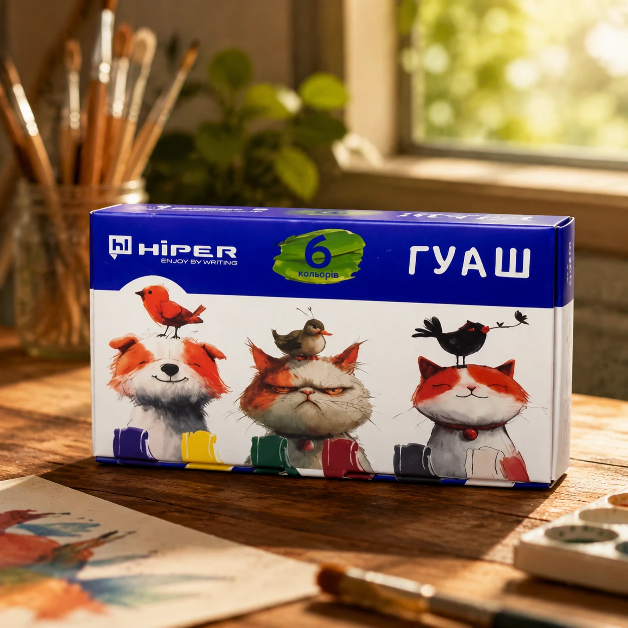 Фарби гуашеві 6 кольорів, ТМ Hiper 10мл — Малювання та ліплення