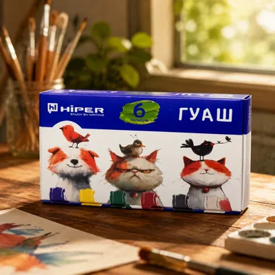 Фарби гуашеві 6 кольорів, ТМ Hiper 10мл