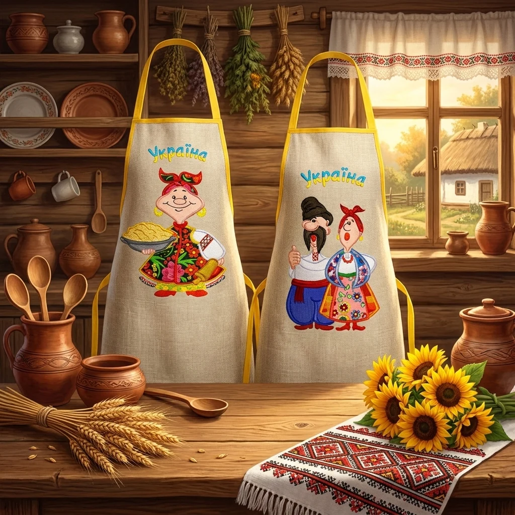 Фартух із грудкою 50*45см з українським малюнком ТМ Рукавичка