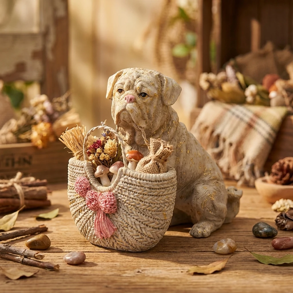 Фігурка "Бульдожка з кошиком" 13 см