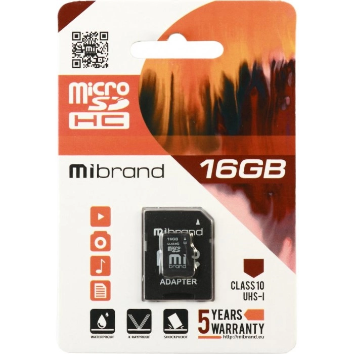 Флеш карта Mibrand 16GB microSDHC class 10 UHS-I (MICDHU1/16GB-A) — фото 2