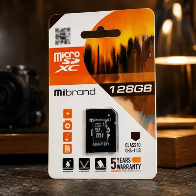 Флеш карта microSDXC (UHS-1 U3) Mibrand 128Gb class 10 (adapter SD) MICDHU3/128GB-A
