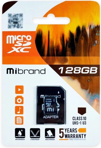 Флеш карта microSDXC (UHS-1 U3) Mibrand 128Gb class 10 (adapter SD) MICDHU3/128GB-A — фото 2