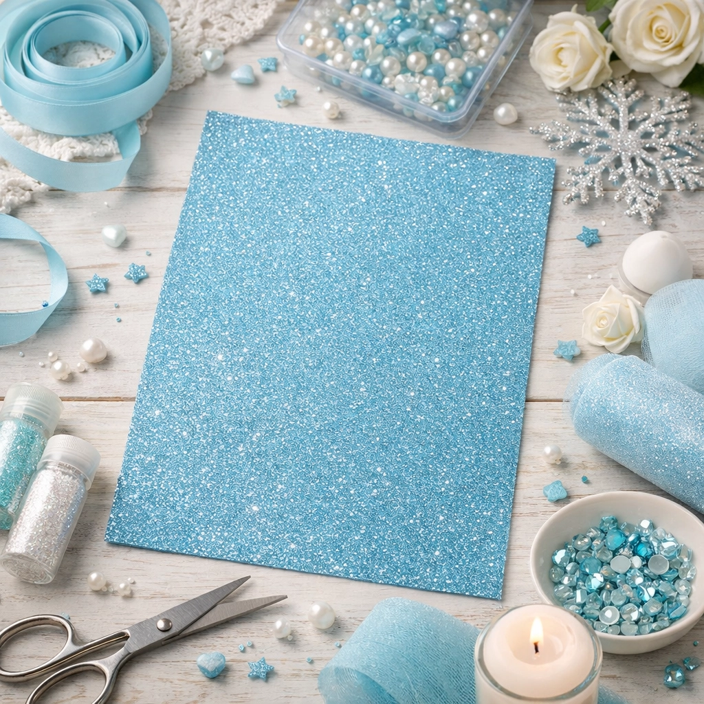 Флізелін з блискітками, 20х30 см, 220±10 г/м 2, блакитний