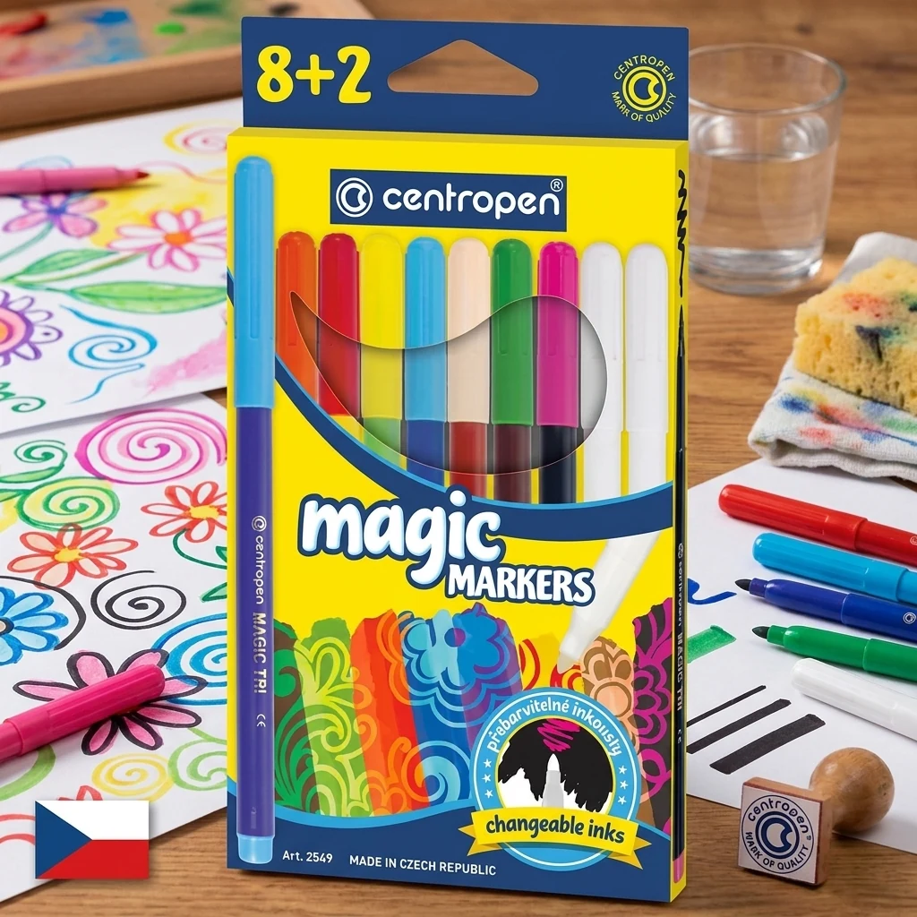 Фломастери 10 кольорів Centropen MAGIC TRIO