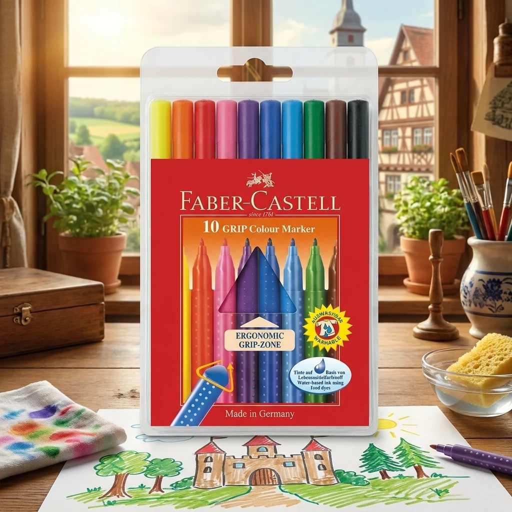 Фломастери 10 кольорів тригранні Faber Cаstell — Кольорові олівці та фломастери