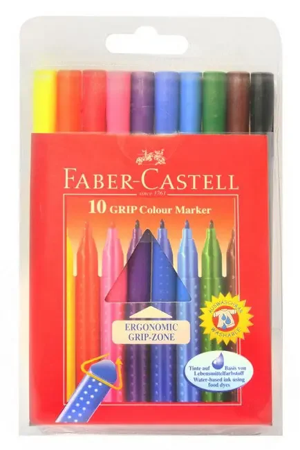 Фломастери 10 кольорів тригранні Faber Cаstell