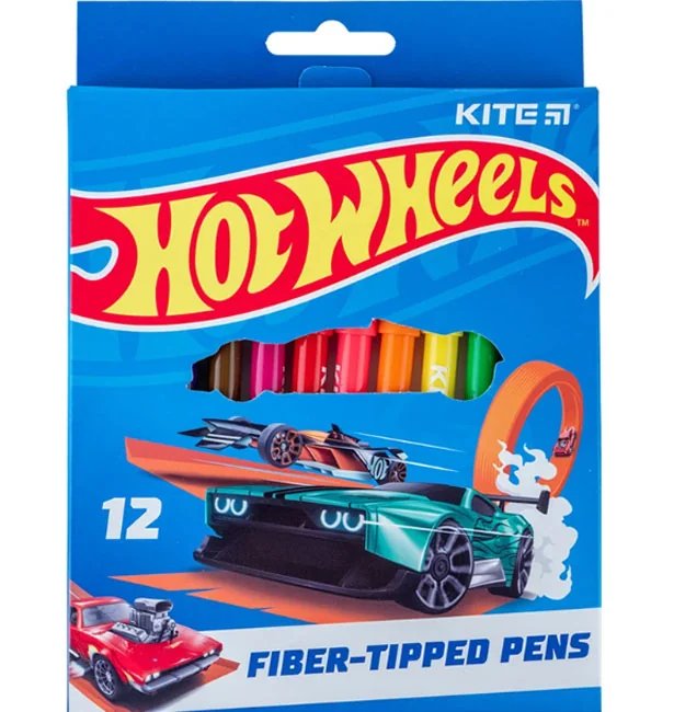 Фломастери 12 кольорів "Hot Wheels" Kite — фото 2