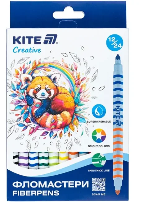 Фломастери 12 штук 24 кольори Kite Creative