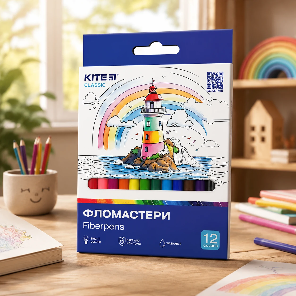 Фломастери Kite Classic 12 кольорів K-447 — Малювання та ліплення