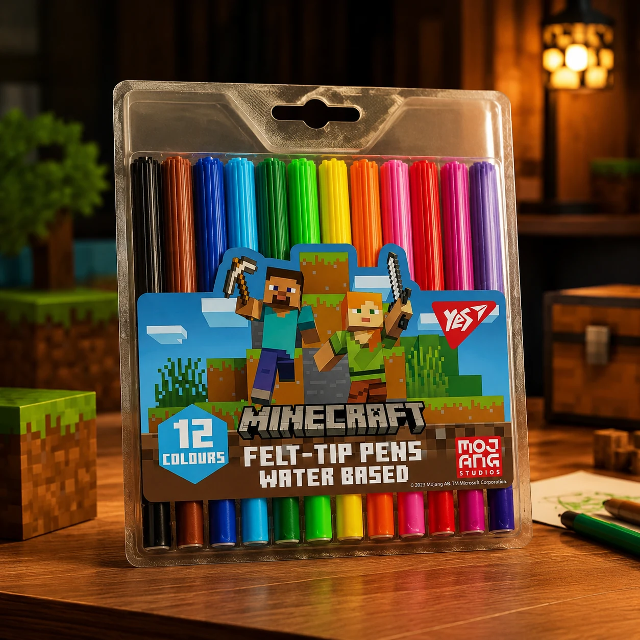 Фломастери YES 12 кольорів Minecraft — Малювання та ліплення