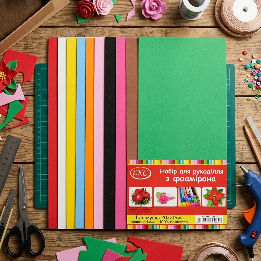 Фоаміран А4 1 мм, набір 10 кольорів 10 акрушів