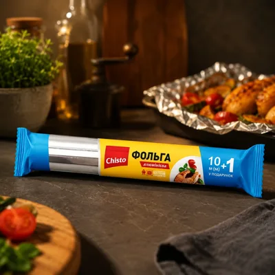 Фольга алюмінієва для харчових продуктів 10+1м Chisto