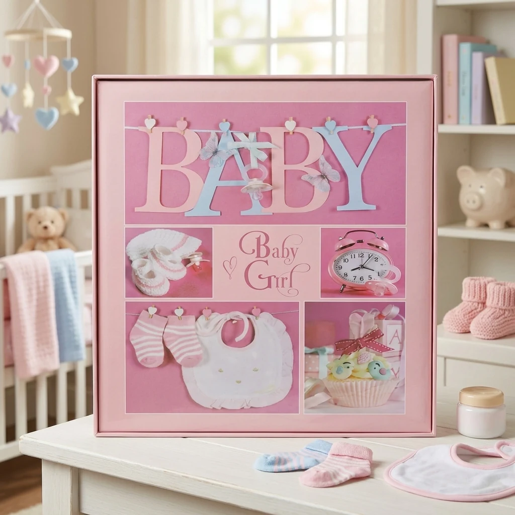 Фотоальбом на 20 самоклеючих аркушів 32х32см Baby collage Pink