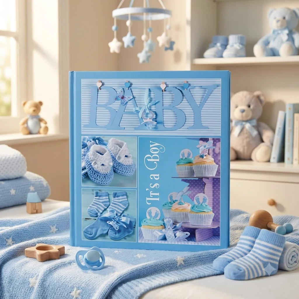 Фотоальбом на 20 самоклеючих аркушів Baby collage Blue