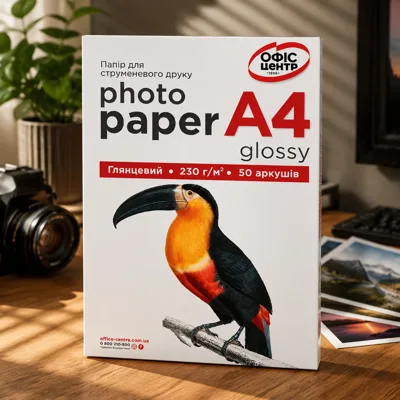 Фотопапір А4 глянцевий Офіс Центр 230г/м 50 листків OCG230.50A4