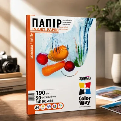 Фотопапір ColorWay матовий 190 г/м², A6, 50 арк.