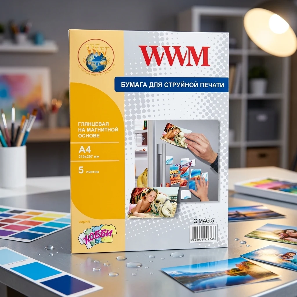 Фотопапір глянцевий А4 Magnetic 5 арк WWM (G.MAG.5)