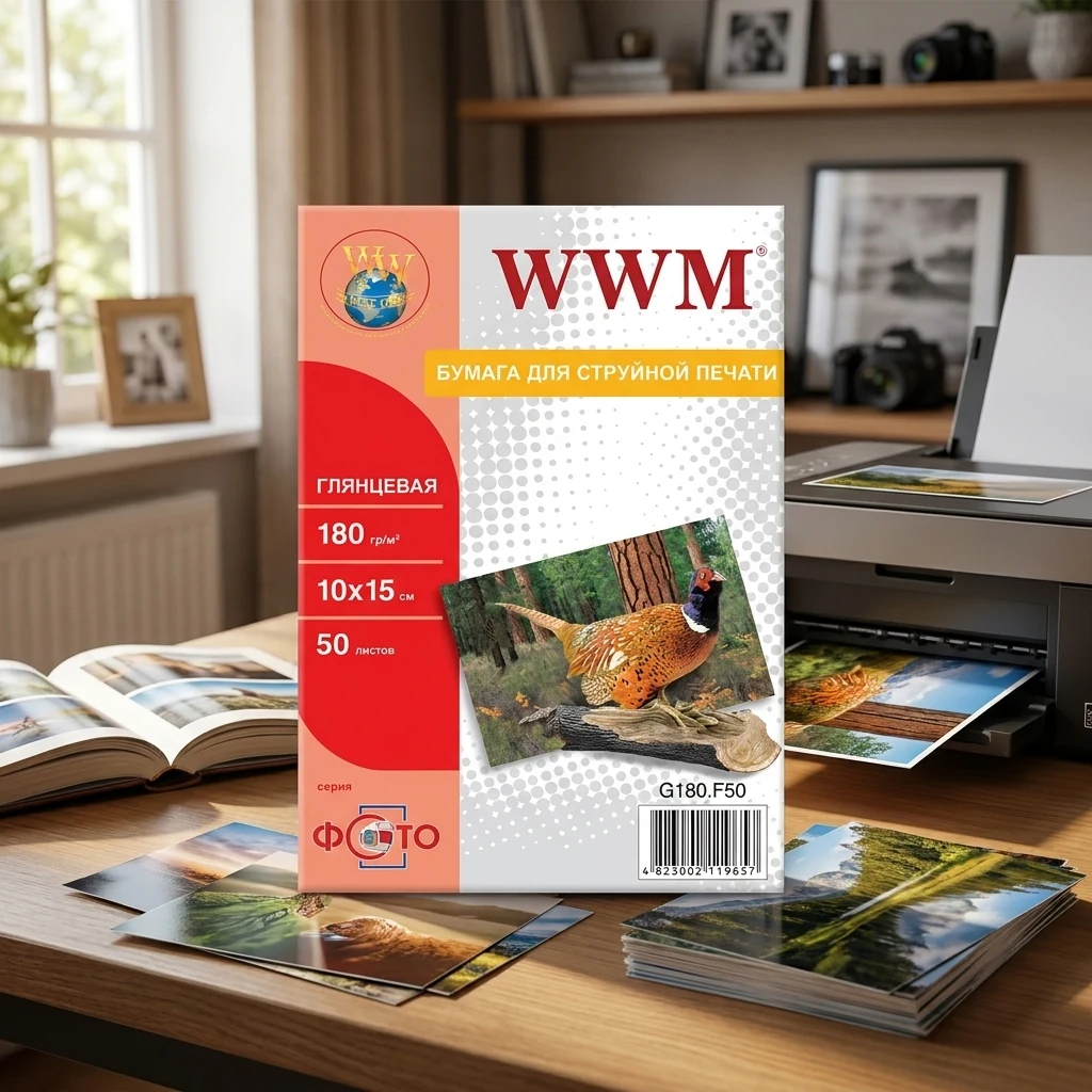 Фотопапір глянцевий А6 (10*15) 180 г 50 арк WWM (G180.50)