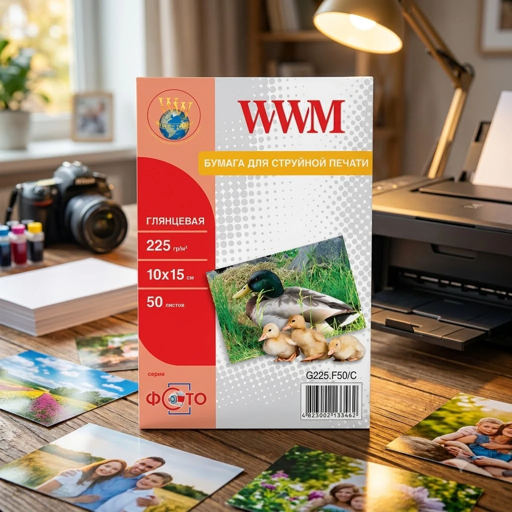 Фотопапір глянцевий А6 (10*15) 225 г 50 арк WWM(G225.F50/C)