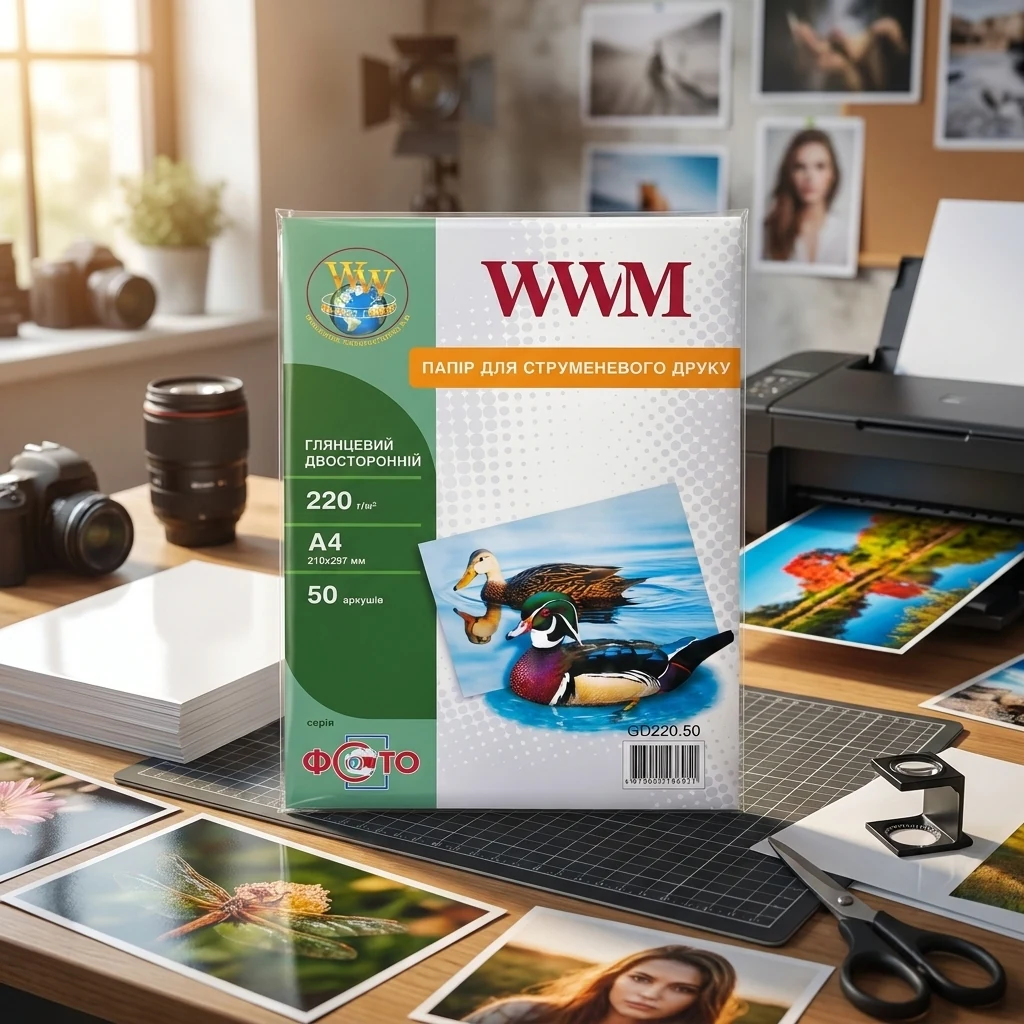Фотопапір глянцевий двухсторонні А4 220 г 50 арк WWM (GD220.50)