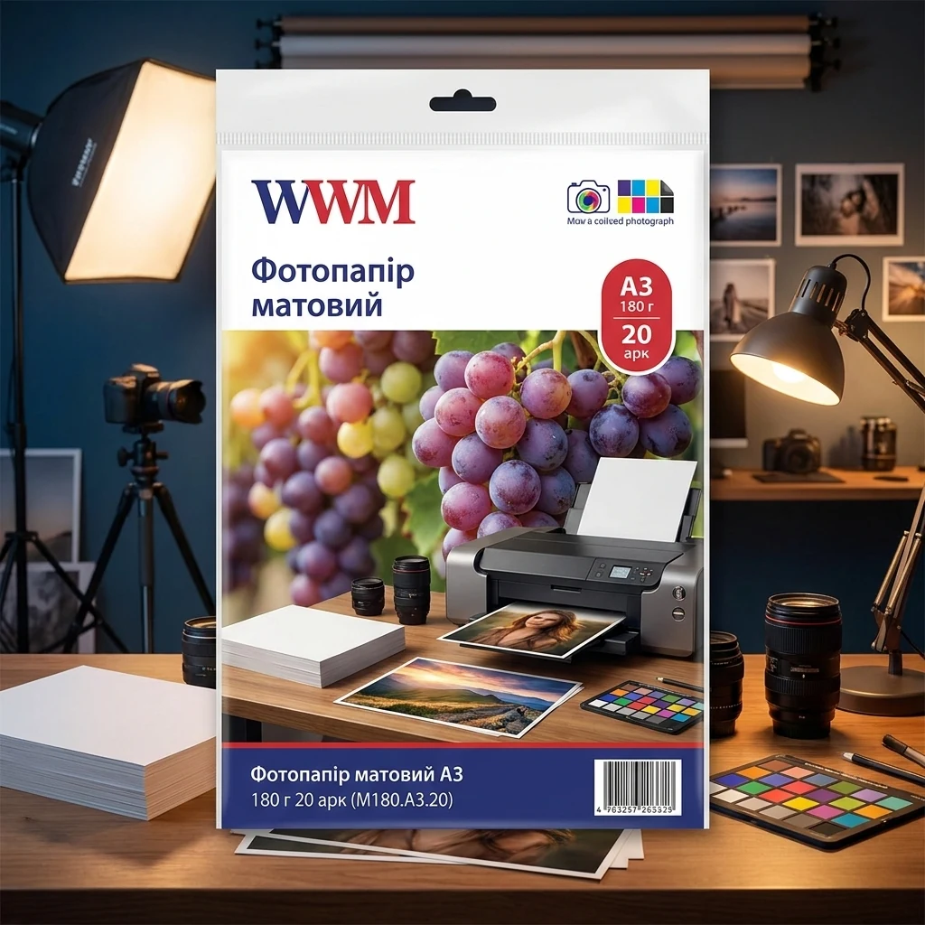 Фотопапір матовий А3 180 г 20 арк WWM (M180.А3.20)