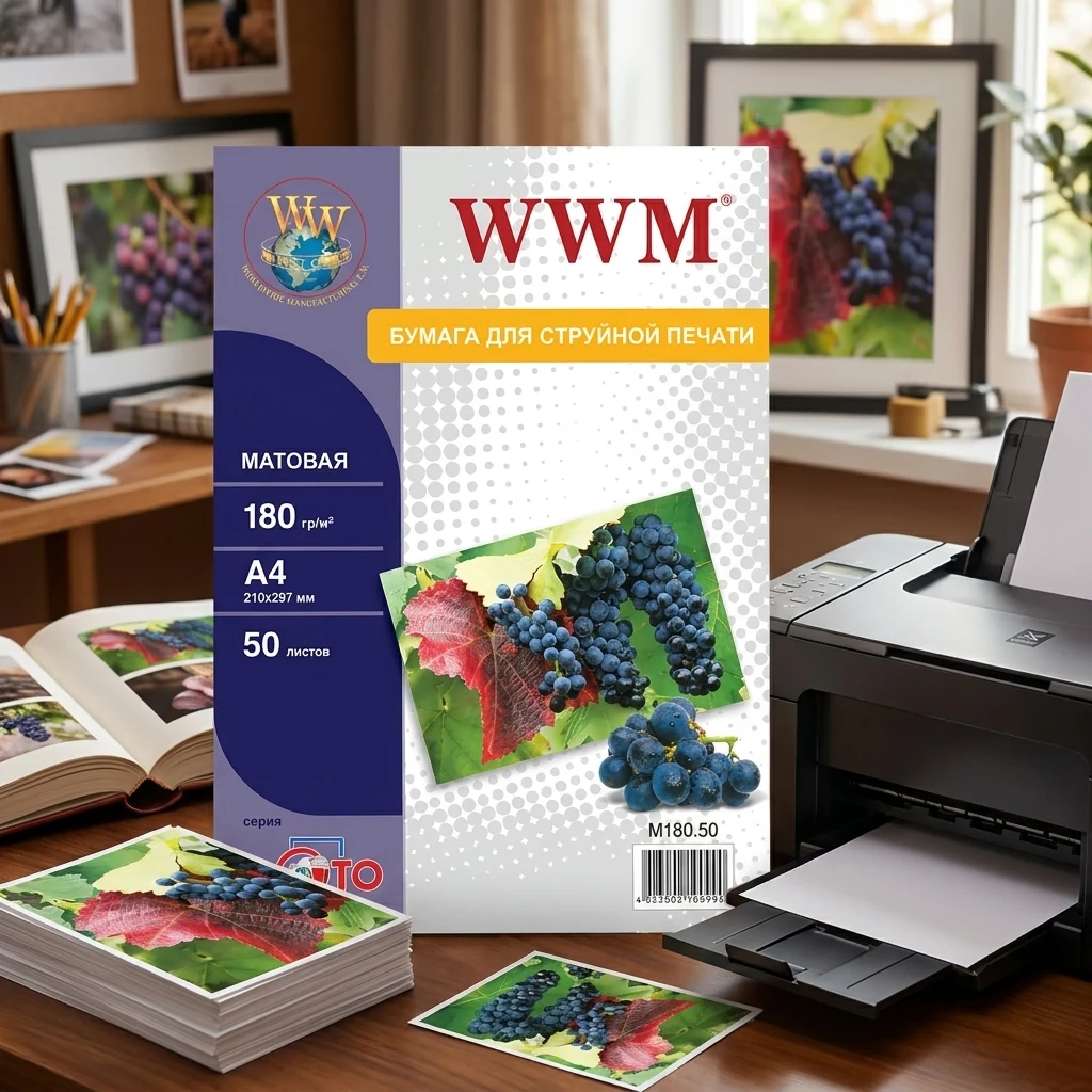 Фотопапір матовий А4 180 г 50 арк WWM (M180.50)
