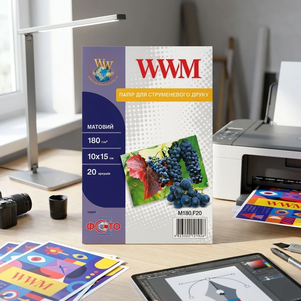 Фотопапір WWM А6 180г/м мат. 10см x 15см, 20л (M180.F20)