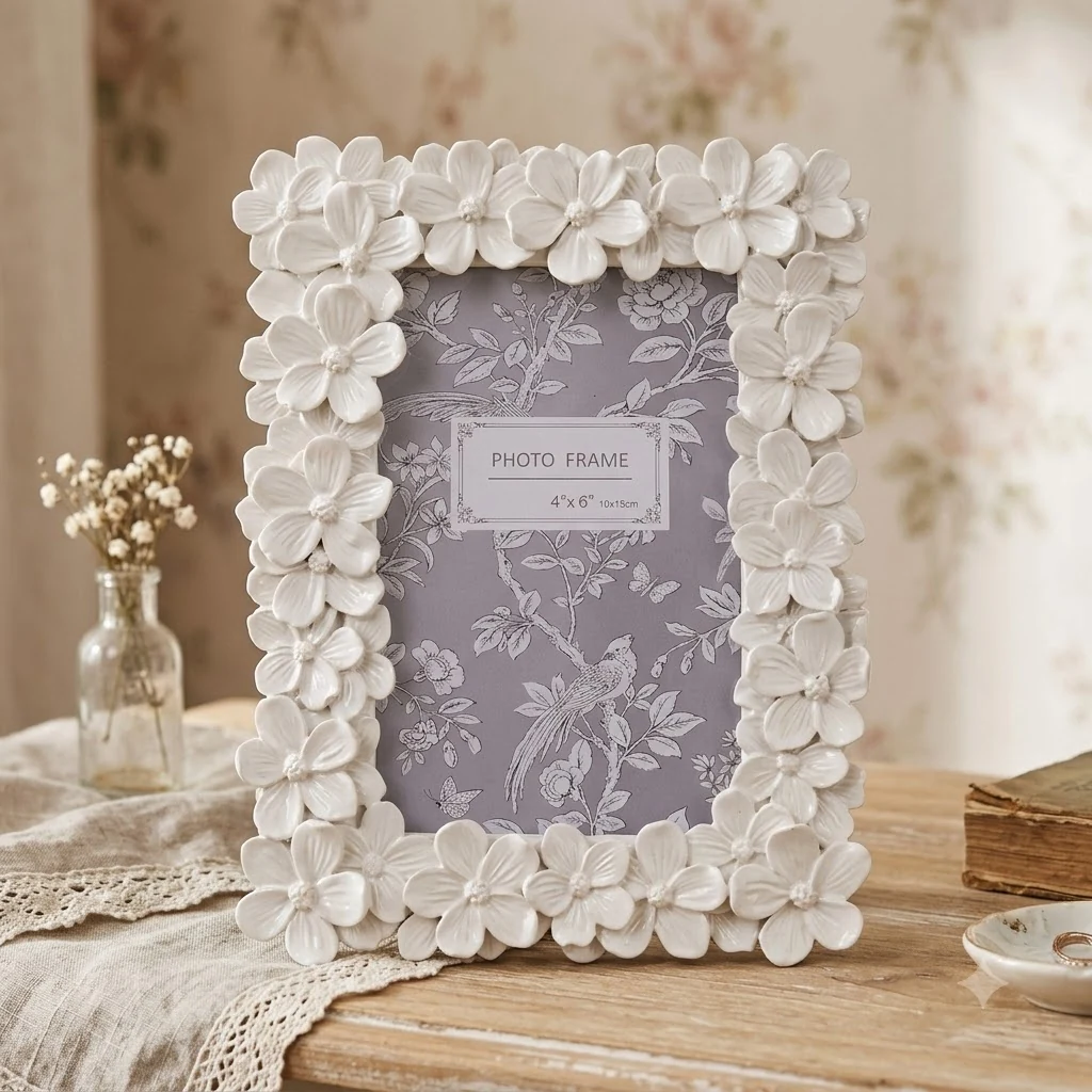 Фоторамка 10*15 керамічна "Flowers" білий