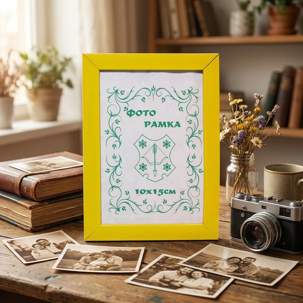 Фоторамка 10*15 жовта пластикова