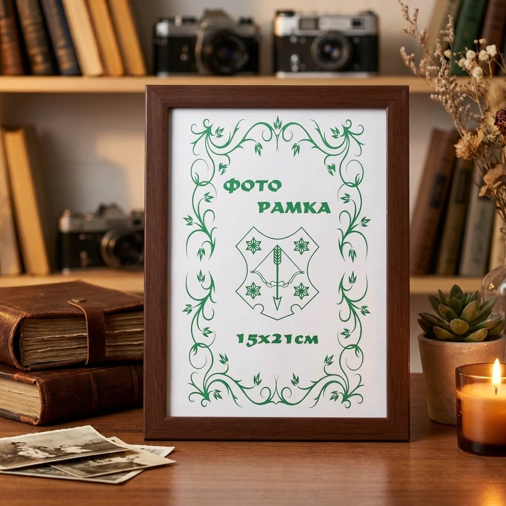 Фоторамка 15*21 пластикова коричневий