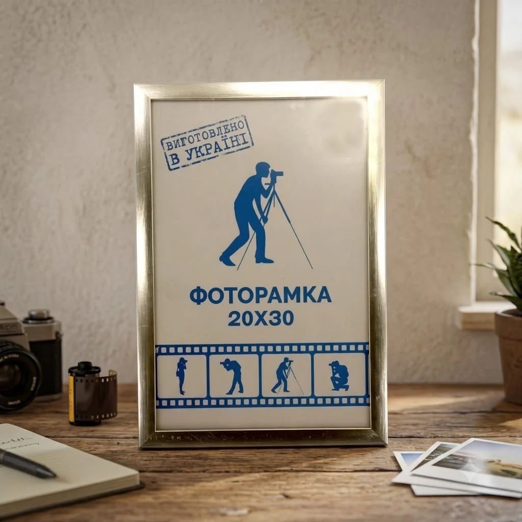 Фоторамка 20*30 пластикова срібло