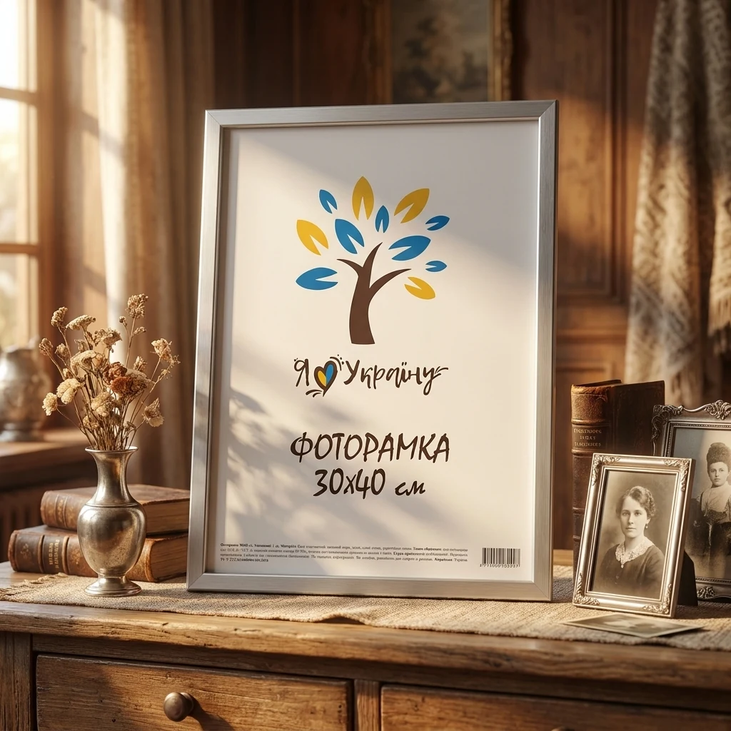 Фоторамка 30*40 пластик (1611) срібло