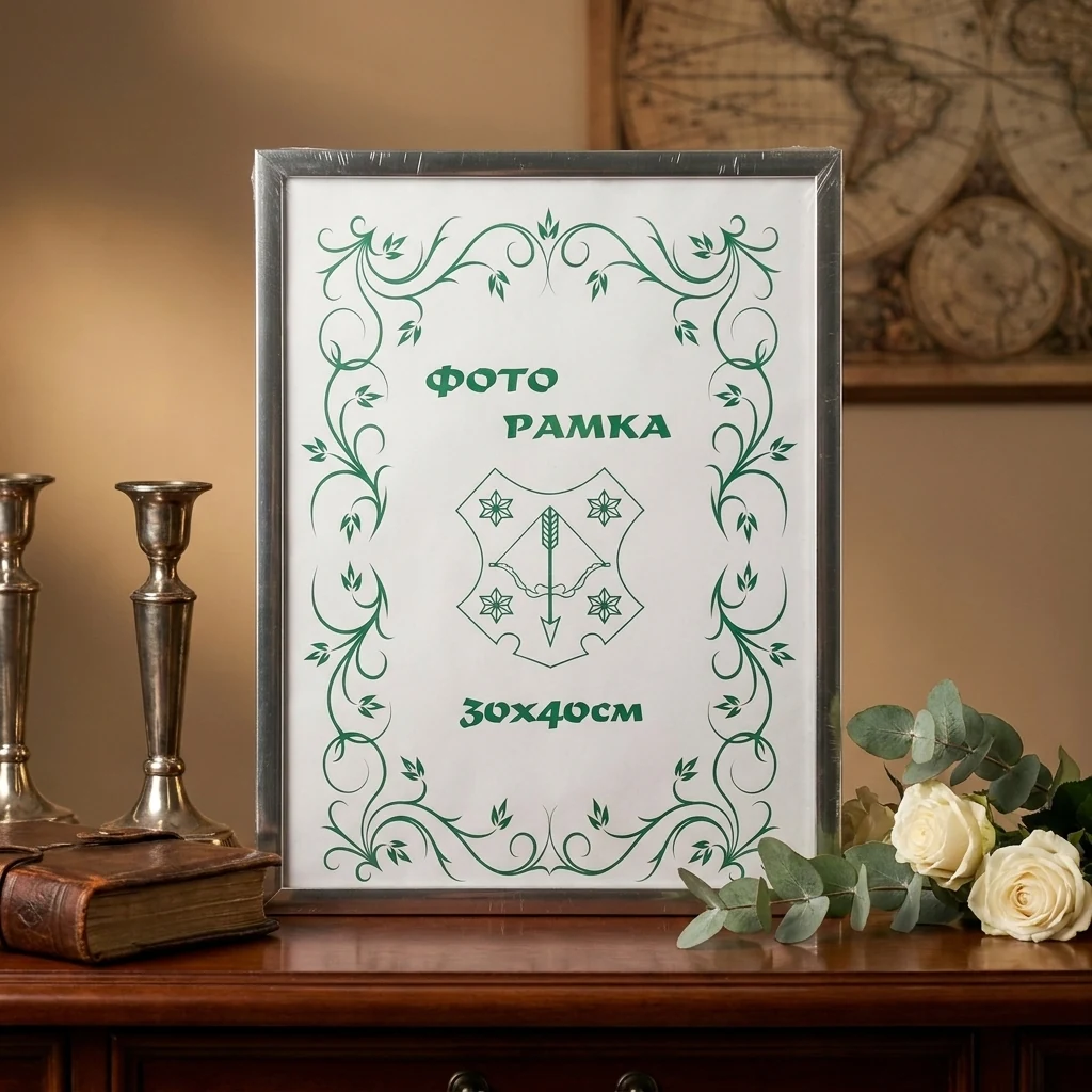 Фоторамка 30*40 пластикова срібло