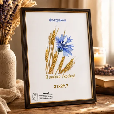 Фоторамка Ліра венге з золотою смужкою оргскло 21х30 см