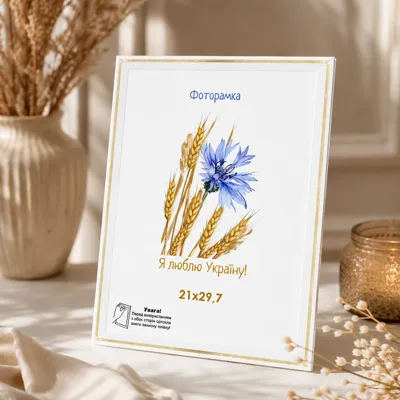 Фоторамка оргскло 21х29,7 біла з золотою смужкою 1613-202-1