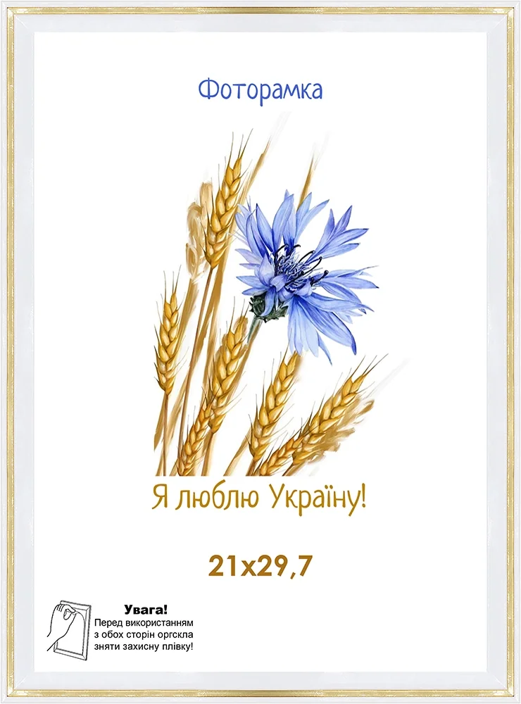 Фоторамка оргскло 21х29,7 біла з золотою смужкою 1613-202-1 — фото 2
