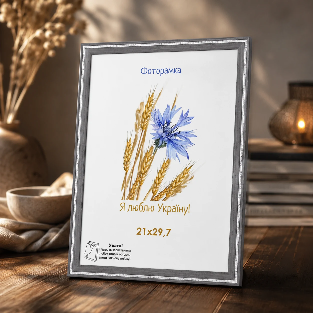 Фоторамка оргскло 21х29,7 сіре дерево з білою смужкою 1613-6377 — Подарунки та сувеніри