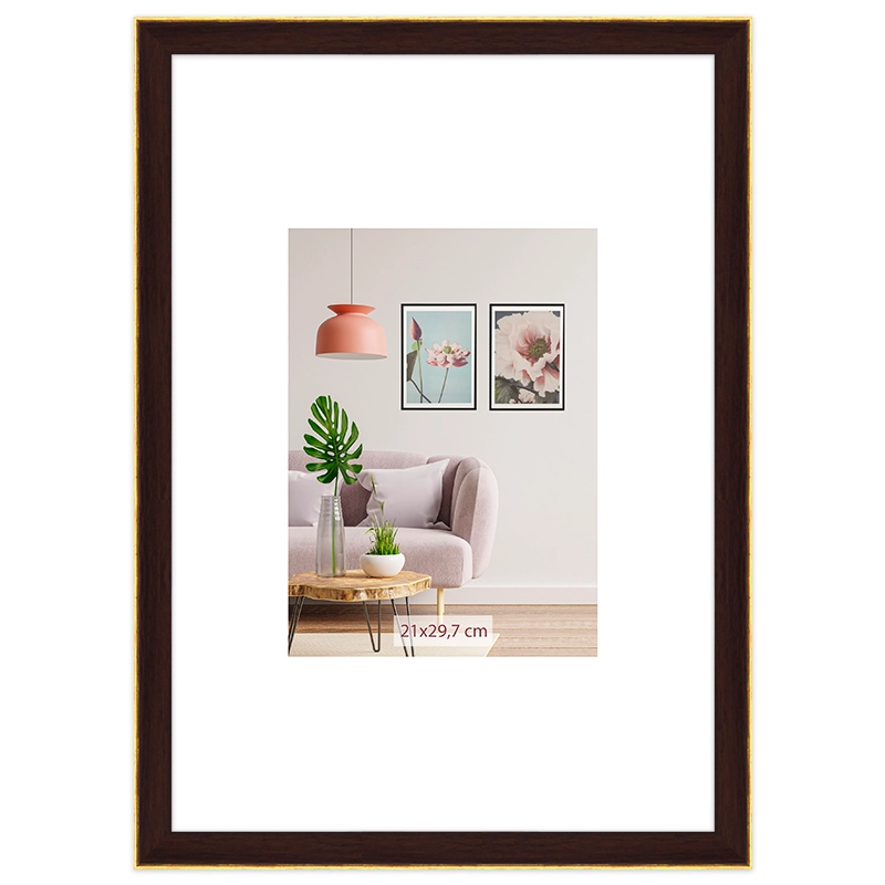 Фоторамка SA1214-12 венге з золотою смужкою оргскло 21х30 см — фото 2
