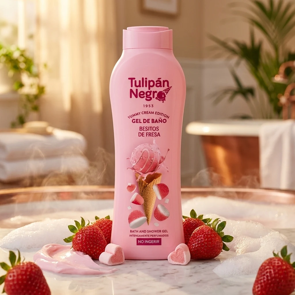 Гель для душу Tulipan Negro Yummy Cream Полуничний поцілунок 650мл