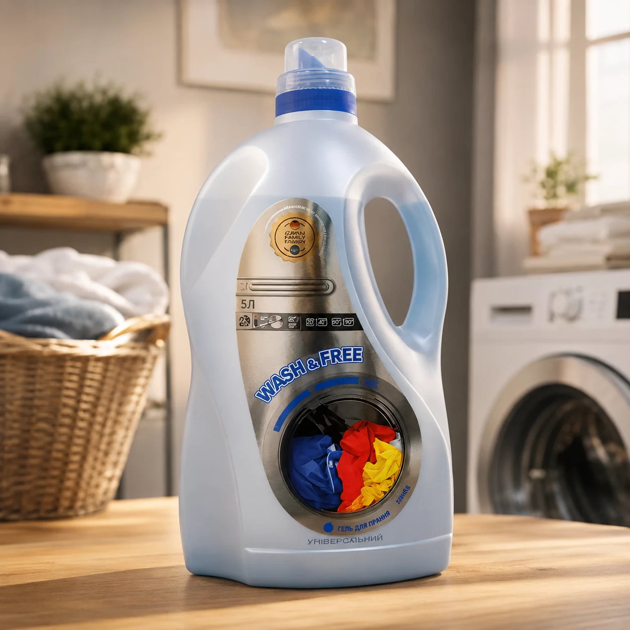 WASH & FREE гель для прання універсальний 5л — Побутова хімія