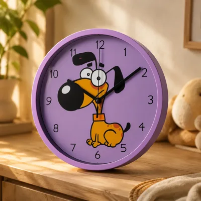 Годинник настінний пластиковий Optima LITTLE DOG, фіолетовий