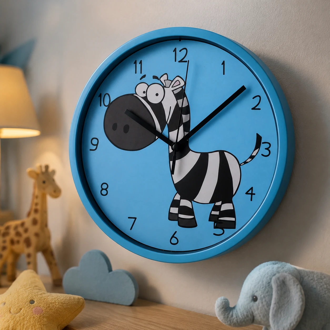 Годинник настінний пластиковий Optima LITTLE ZEBRA, блакитний — Батарейки, годинники, лампи