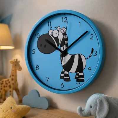 Годинник настінний пластиковий Optima LITTLE ZEBRA, блакитний